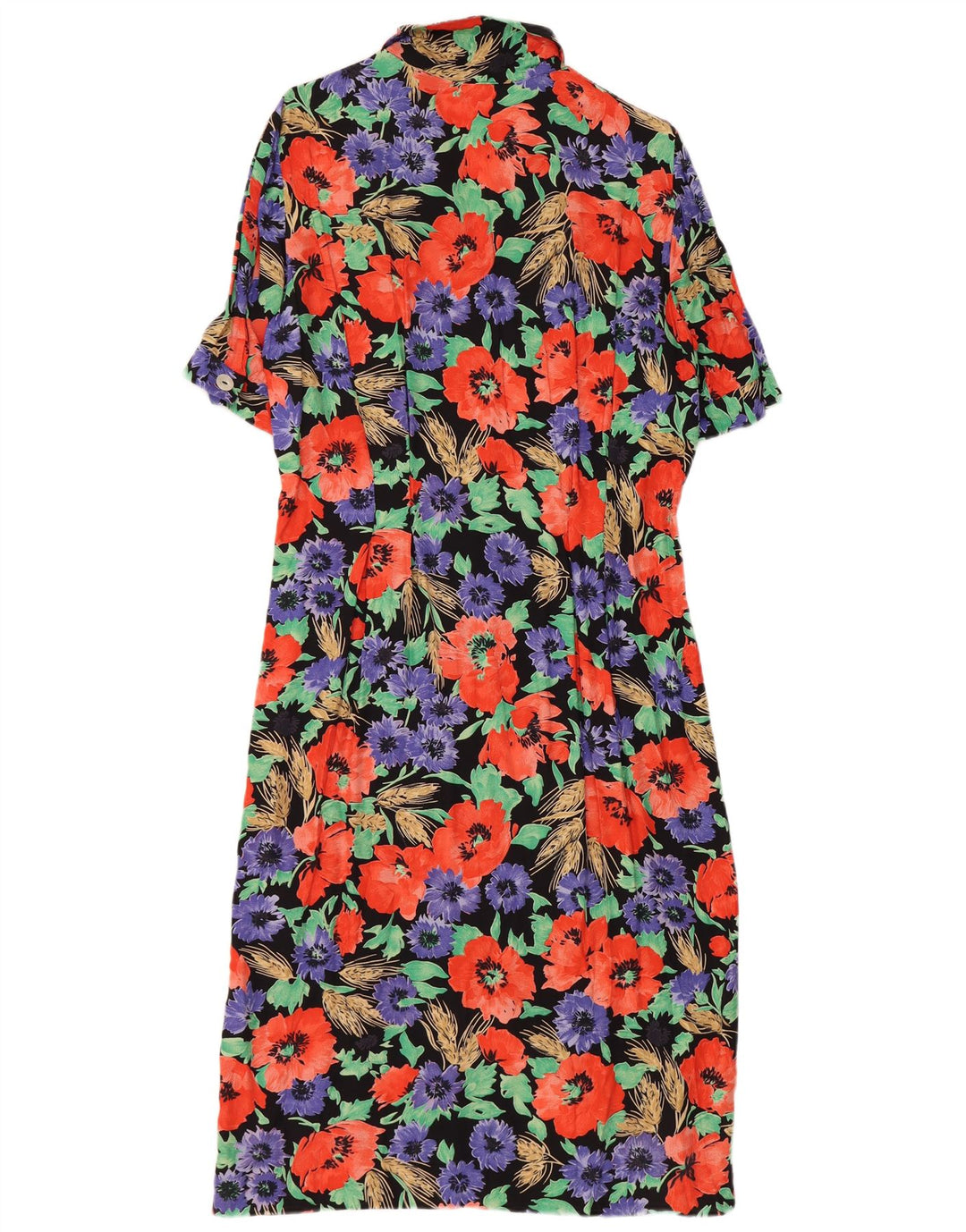 Vestido camisa feminino superior de manga curta UK 12 médio floral multicolorido