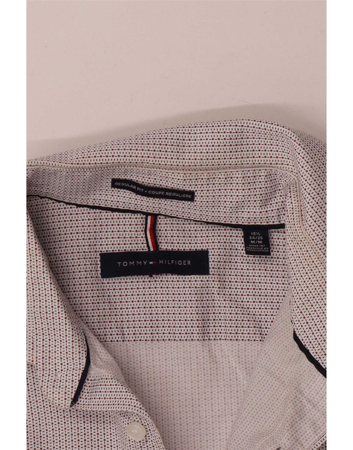 Camisa masculina Tommy Hilfiger Regular Fit tamanho 15 1/2 médio branco xadrez algodão