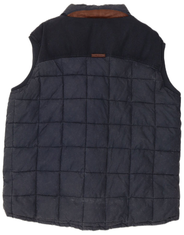 Colete acolchoado masculino Fat Face UK 42 XL algodão manchado azul marinho