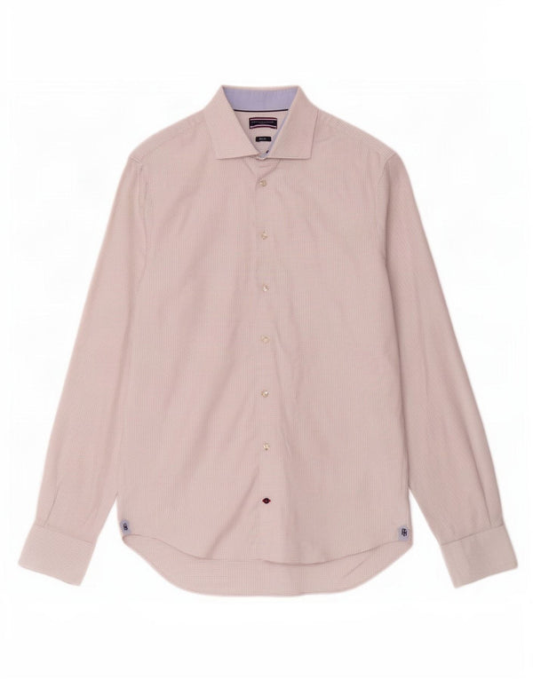 Camisa masculina Tommy Hilfiger Slim Fit tamanho 39 15 1/2 médio branco manchado