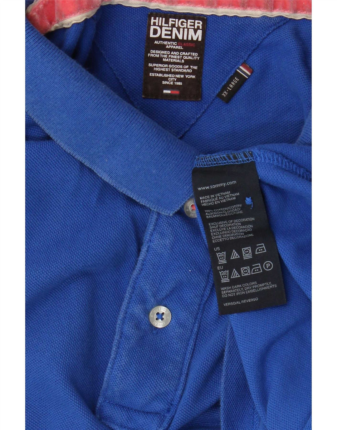 Camisa polo masculina Tommy Hilfiger 2XL algodão azul