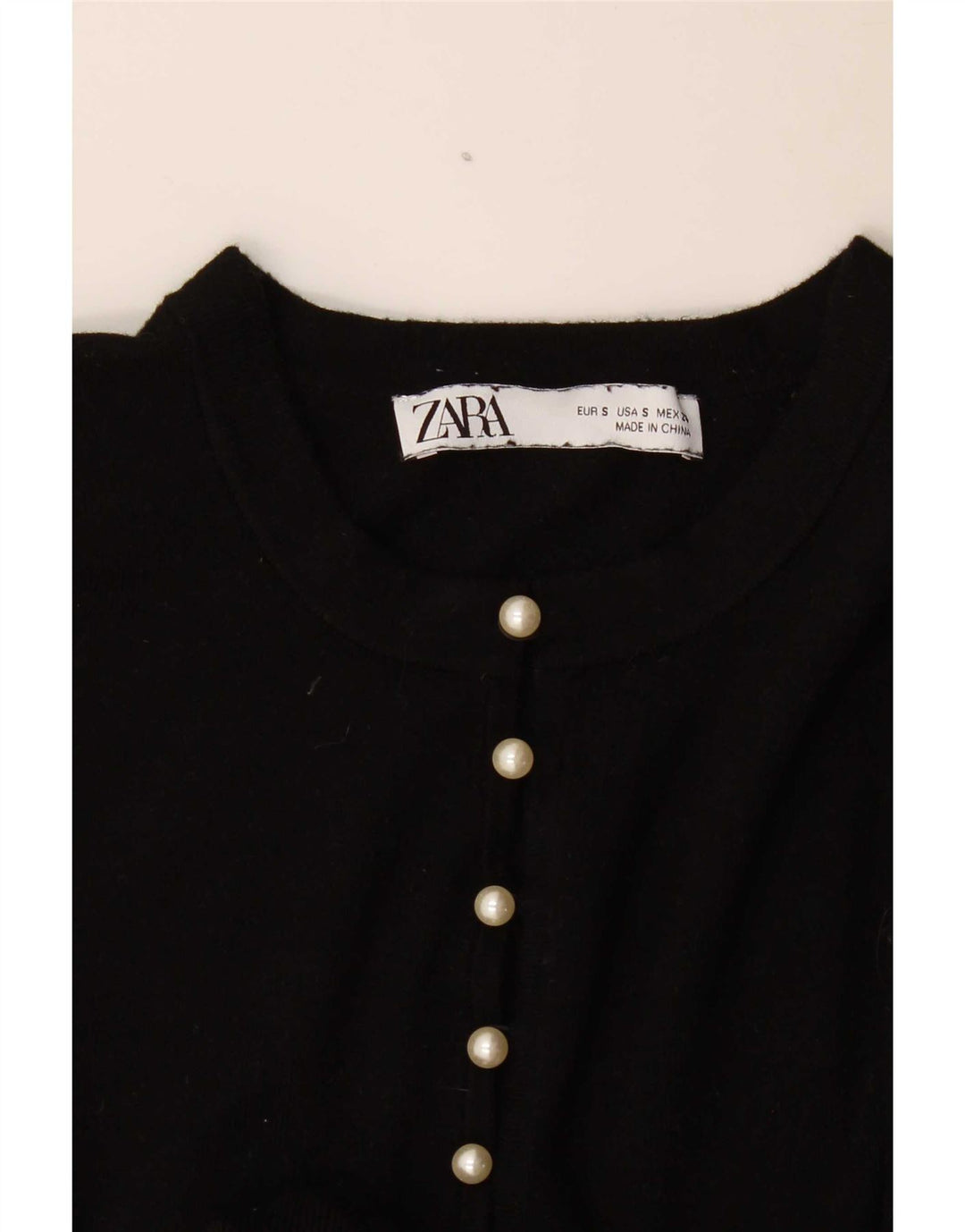 Zara Suéter feminino com gola redonda e gola redonda, preto pequeno, 10