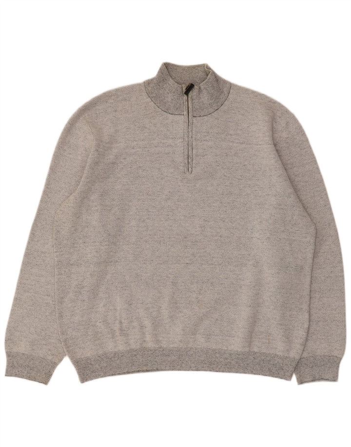 Suéter masculino Superdry com zíper e gola 2XL algodão manchado cinza