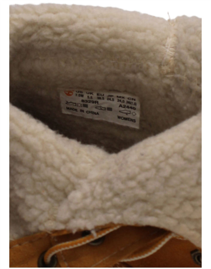 Botas femininas de couro estilo shearling Timberland tamanho Reino Unido 5,5 couro marrom