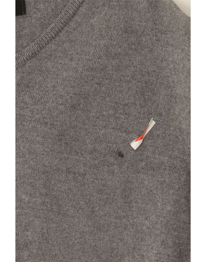 Zara Suéter masculino com decote em V cinza médio