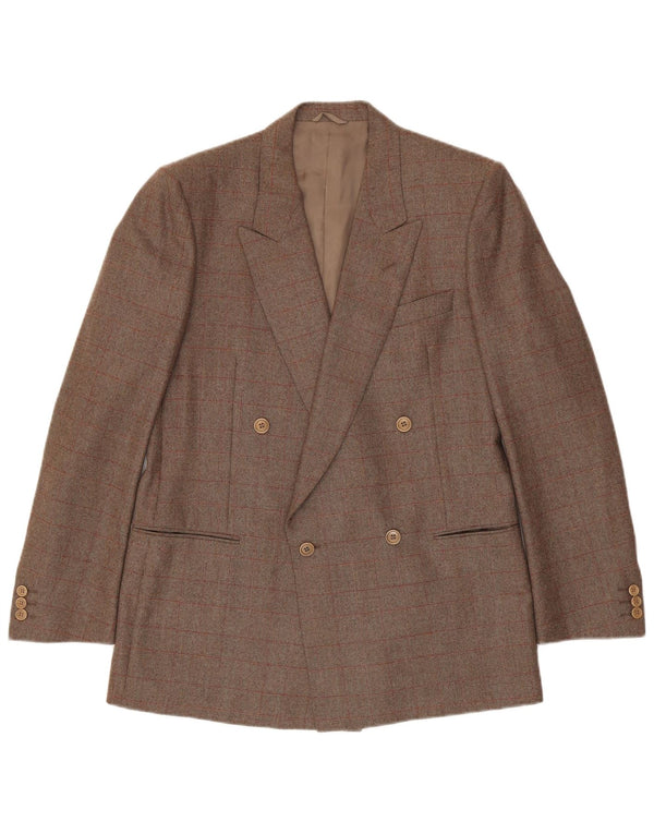 Jaqueta blazer masculina Corneliani com peito duplo IT 50 grande xadrez marrom