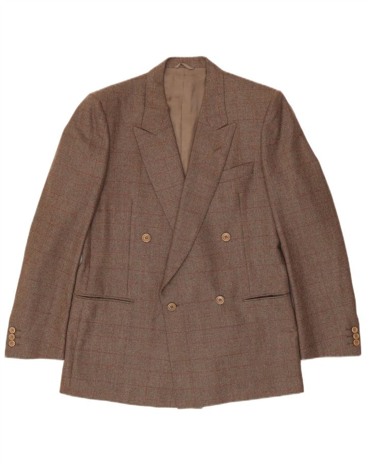 Jaqueta blazer masculina Corneliani com peito duplo IT 50 grande xadrez marrom