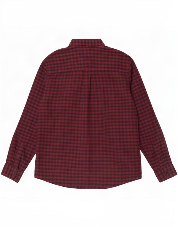 Camisa masculina de flanela Fat Face XL algodão guingão cor de vinho