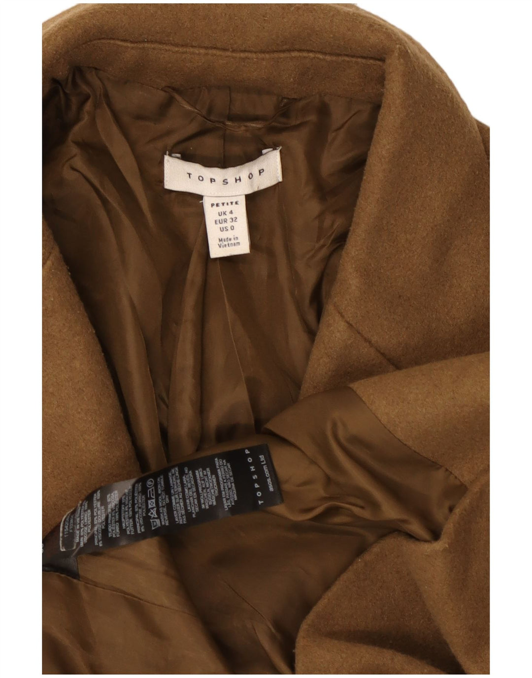 Casaco feminino Topshop Petite Oversized Double Breasted Reino Unido 4 XS Marrom