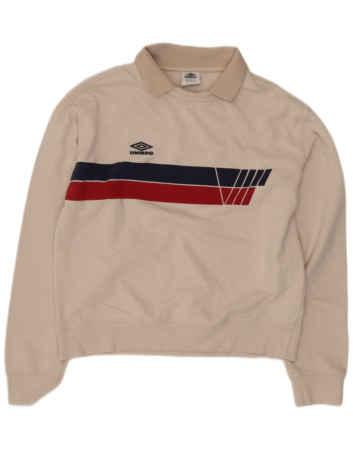 Suéter masculino Umbro com gola polo e algodão colorblock bege médio