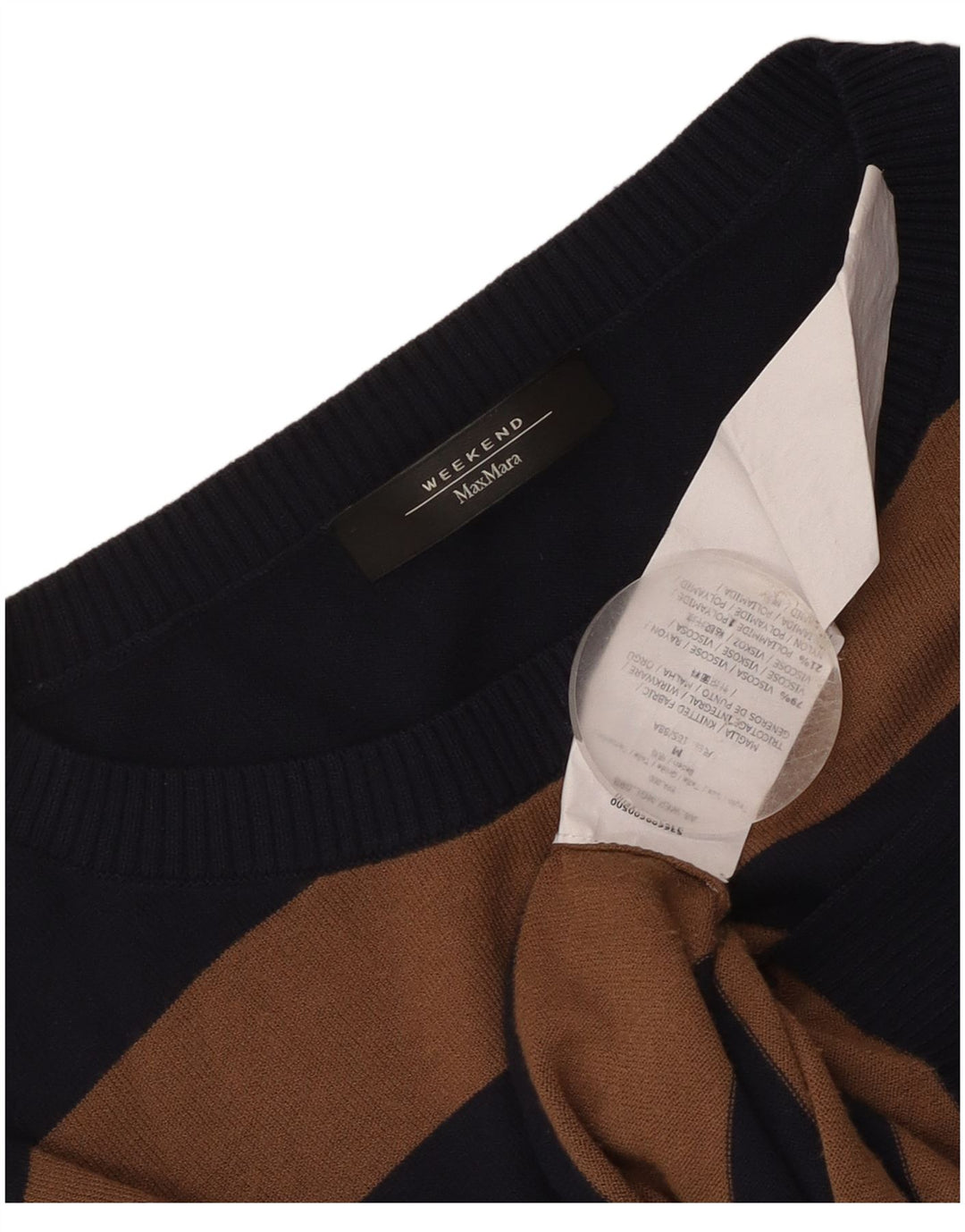 Suéter feminino Max Mara com gola barco para fim de semana Reino Unido 14 médio azul marinho