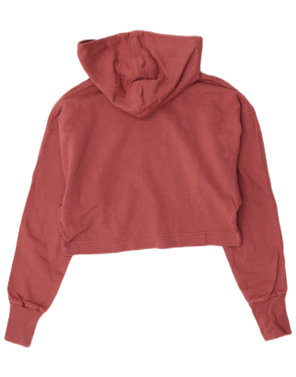 Adidas Womens Crop Graphic Relaxed Fit Hoodie Jumper UK 4/6 XS Rosa Algodão