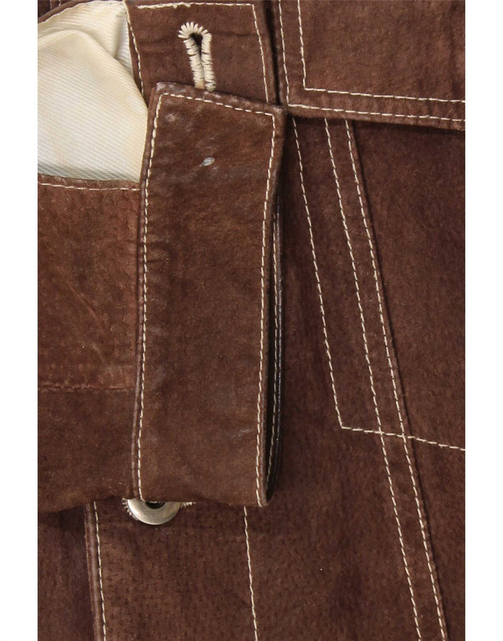 Metropolitan Mens Bomber Suede Jacket IT 48 Couro Marrom Médio