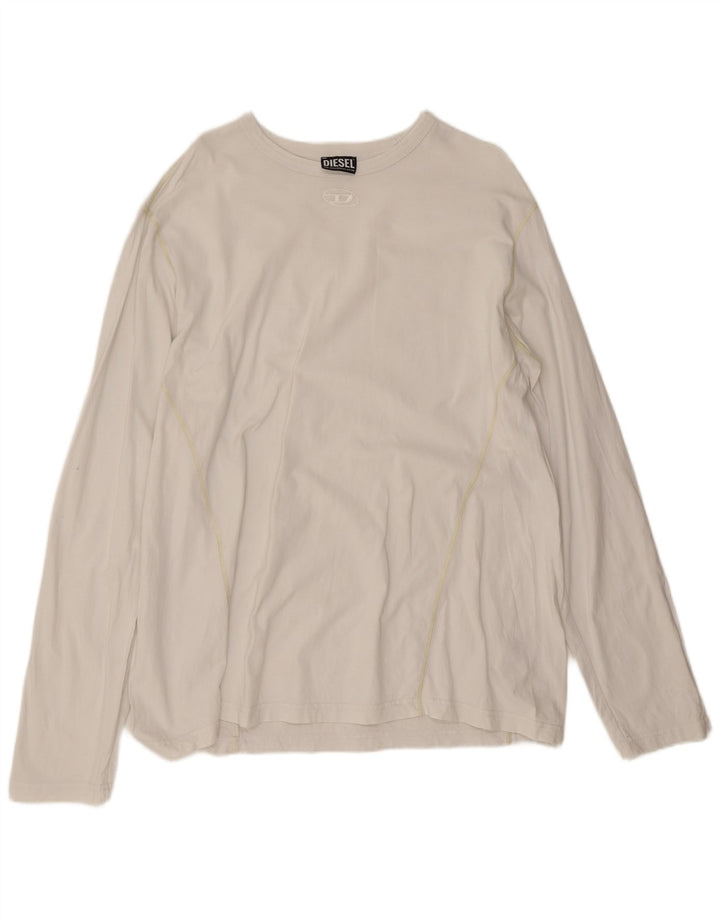 Top gráfico masculino diesel manga comprida 2XL algodão branco