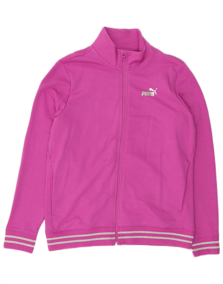 PUMA Womens Tracksuit Top Jacket UK 14 Grande Algodão Rosa