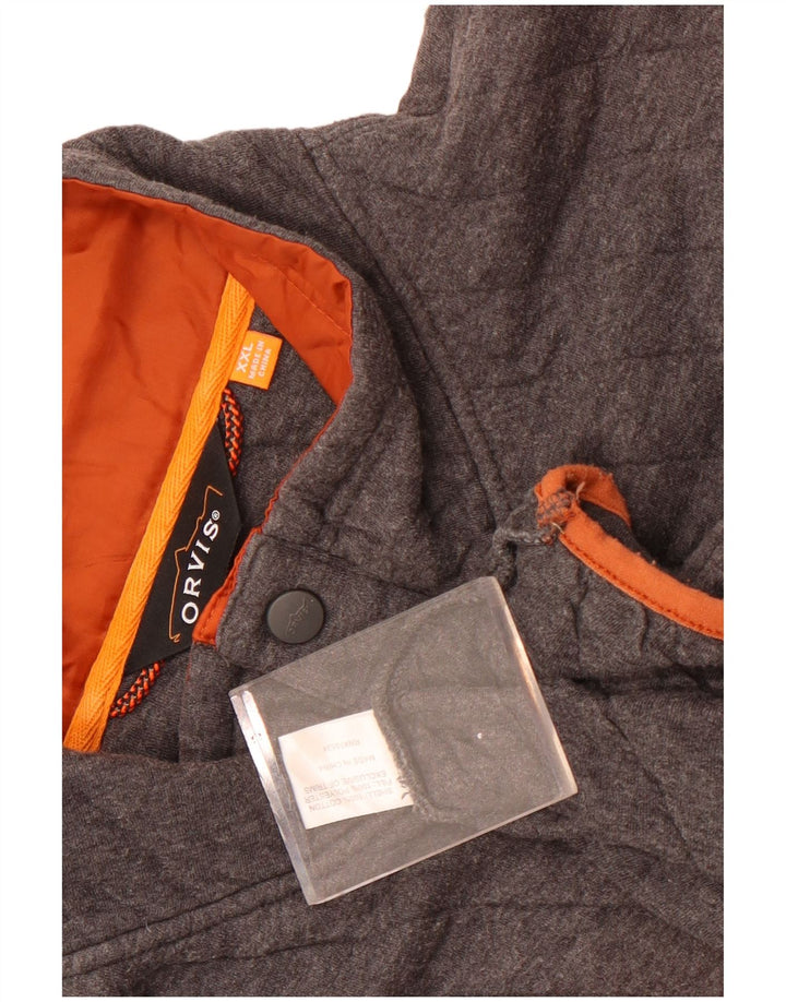 Suéter masculino Orvis com gola e botão 2XL algodão cinza