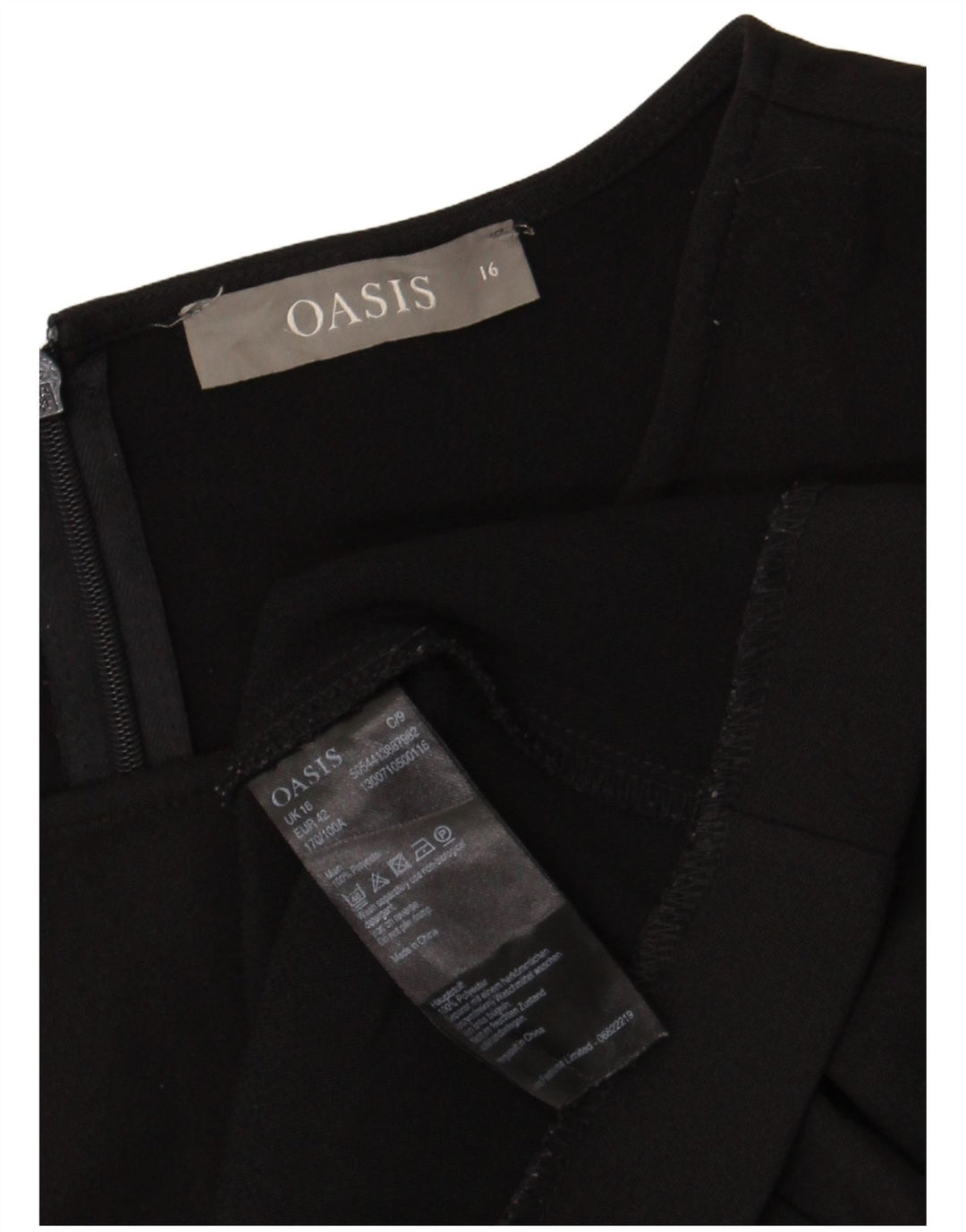 Vestido feminino Oasis com bainha UK 16 grande poliéster preto