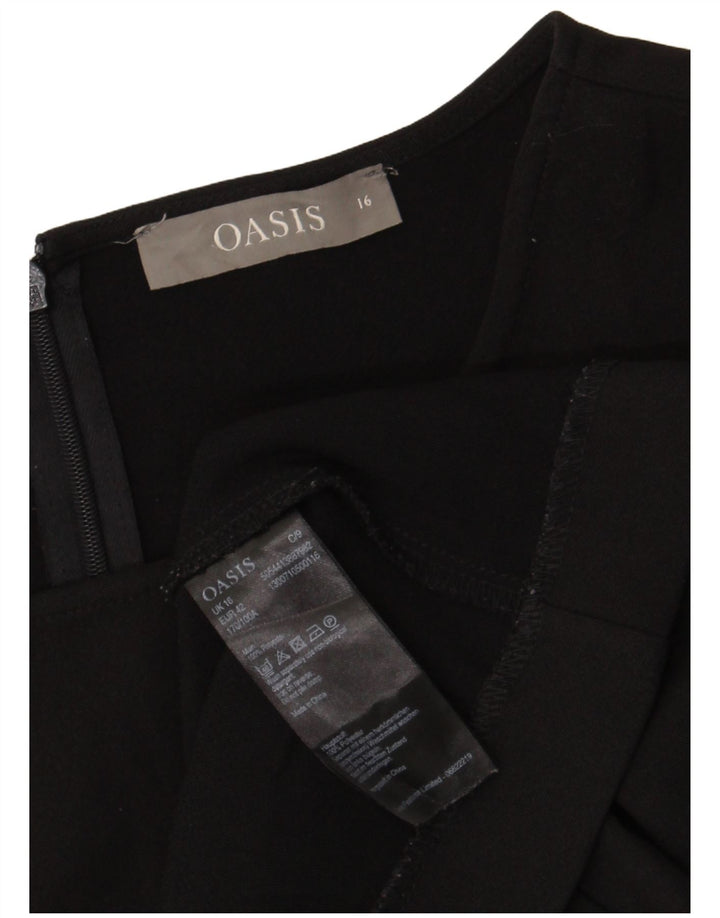 Vestido feminino Oasis com bainha UK 16 grande poliéster preto