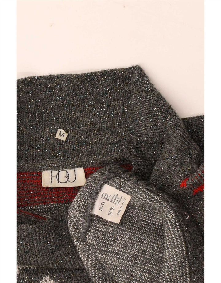 Suéter feminino Flou com gola tartaruga Reino Unido 14 cinza médio geométrico