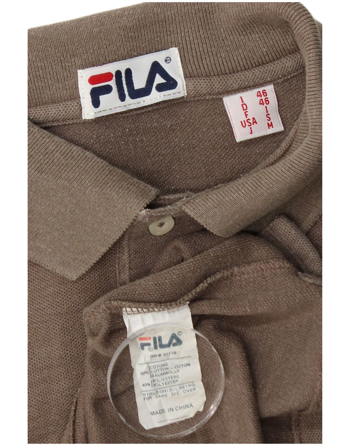 Camisa polo masculina Fila IT 46 pequena algodão marrom