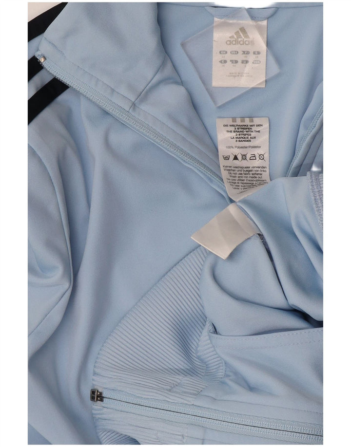 Adidas Womens Tracksuit Top Jacket UK 12 Médio Azul Poliéster