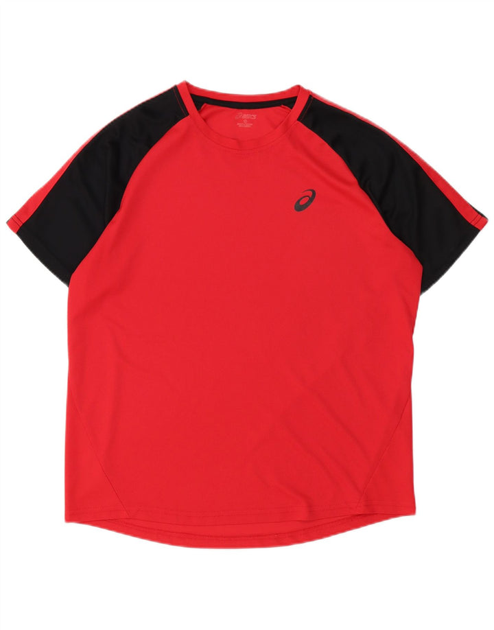 Camiseta masculina Asics Top grande bloco colorido vermelho