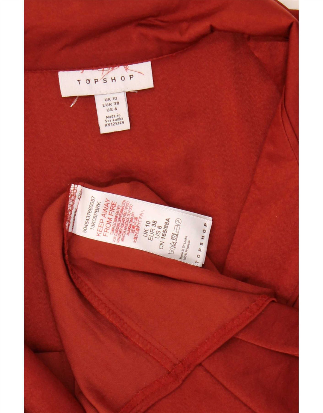Blusa camisa feminina Topshop Reino Unido 10 poliéster vermelho pequeno