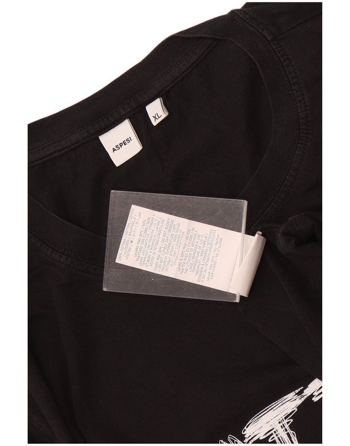 Camiseta gráfica masculina Aspesi Top XL algodão preto