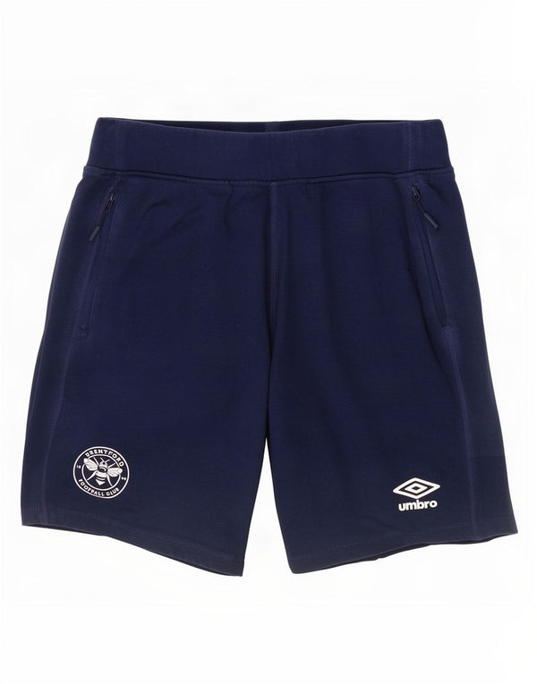 Umbro Mens Brentford FC Sport Shorts Pequeno Azul Marinho Algodão