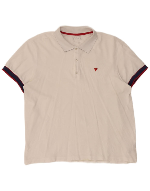 Camisa polo masculina Guess 2XL algodão colorblock branco