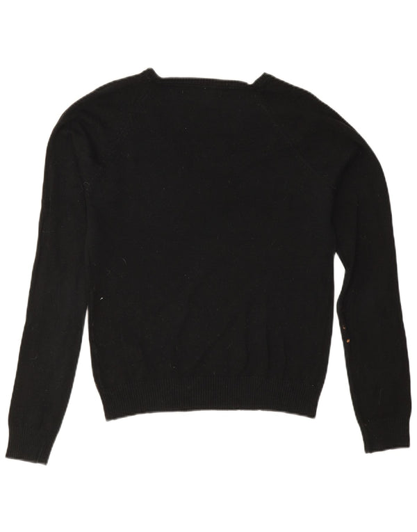 Suéter feminino Zara com decote em V Reino Unido 12 algodão preto médio