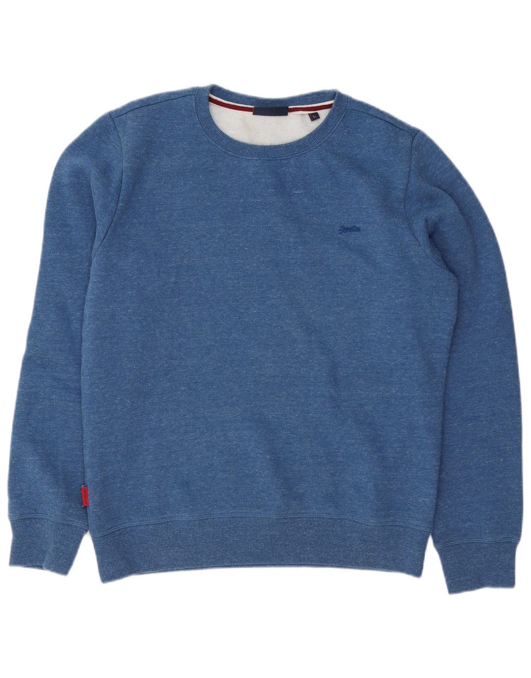 Superdry moletom masculino jumper grande algodão manchado azul