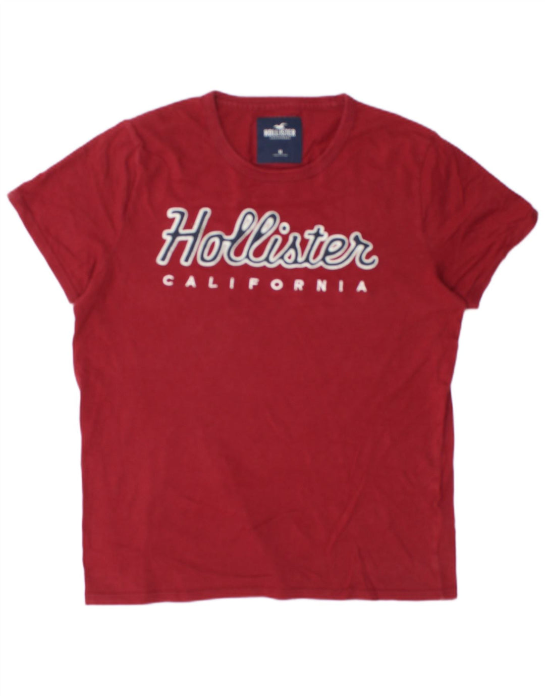 Hollister Camiseta masculina gráfica Top médio algodão vermelho
