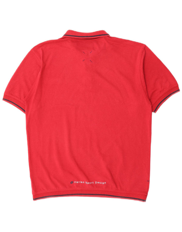 Camisa polo masculina gráfica Lotto Reino Unido 38/40 algodão vermelho médio