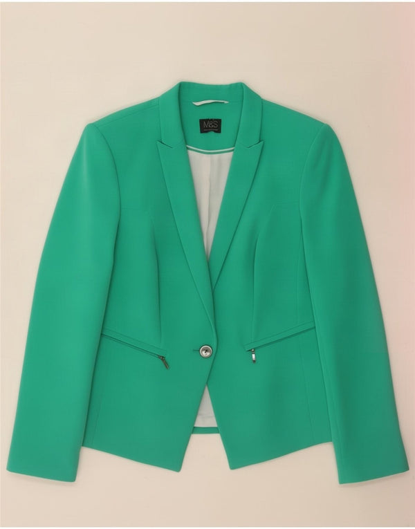 Jaqueta blazer feminina Marks & Spencer com 1 botão Reino Unido 14 verde médio