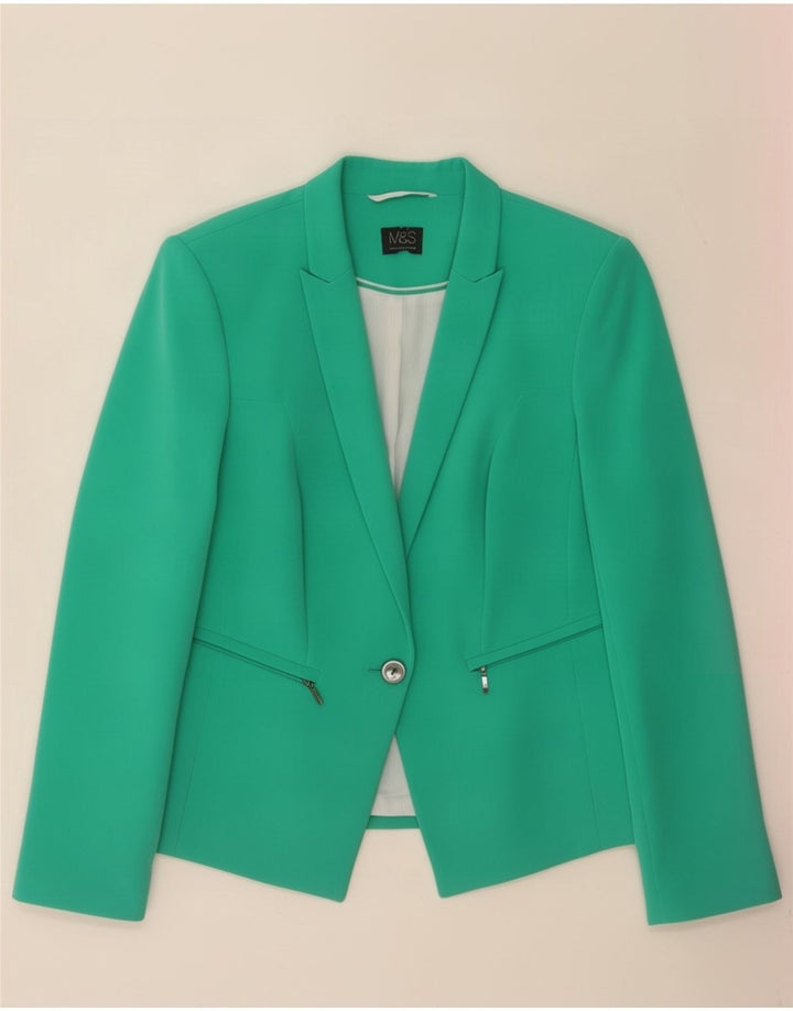 Jaqueta blazer feminina Marks & Spencer com 1 botão Reino Unido 14 verde médio