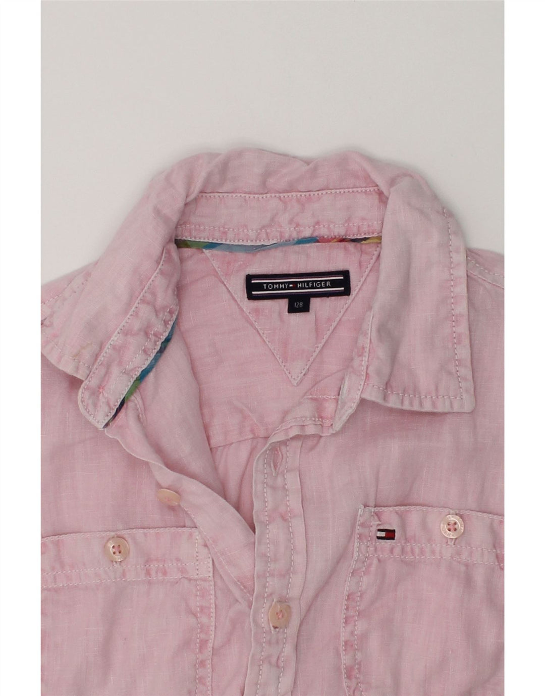 TOMMY HILFIGER Boys Shirt 7-8 Years Pink | Vintage Tommy Hilfiger | Thrift | Second-Hand Tommy Hilfiger | Used Clothing | Messina Hembry 