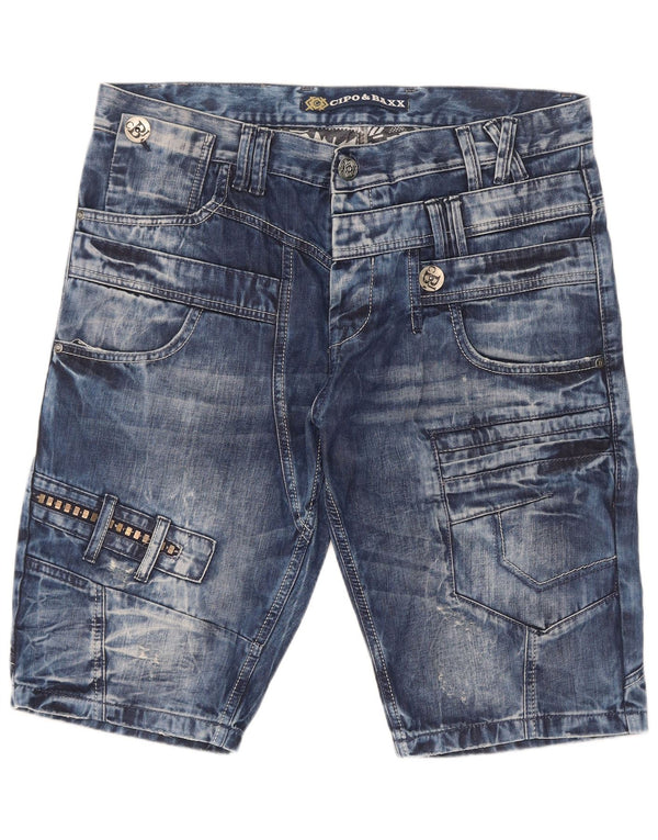 Cipo And Baxx Mens Cargo Denim Shorts W36 Grande Algodão Azul