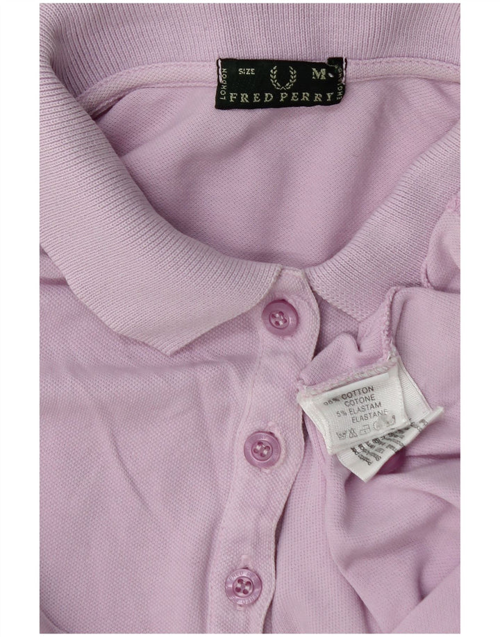 Camisa polo feminina Fred Perry Reino Unido 12 algodão roxo médio