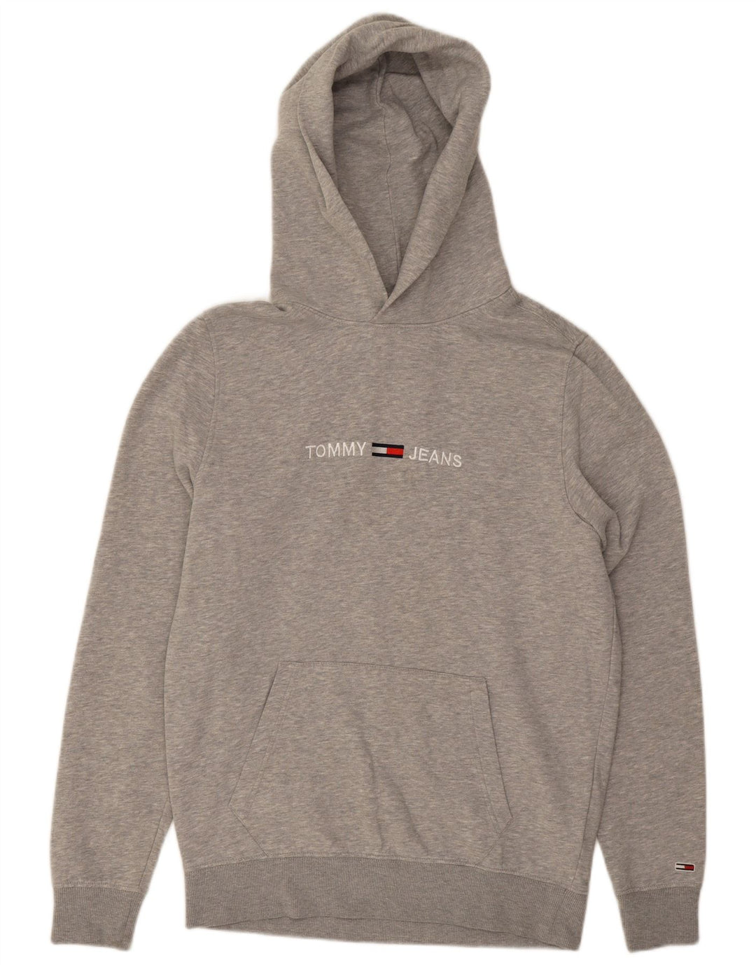 Suéter masculino com capuz gráfico TOMMY HILFIGER algodão manchado cinza médio