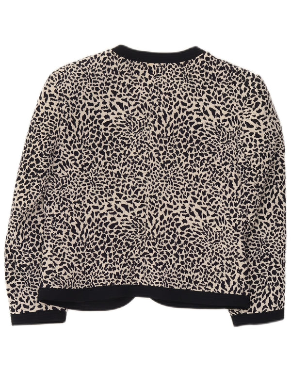 Jaqueta blazer feminina vintage manga 3/4 IT 44 estampa animal preta média
