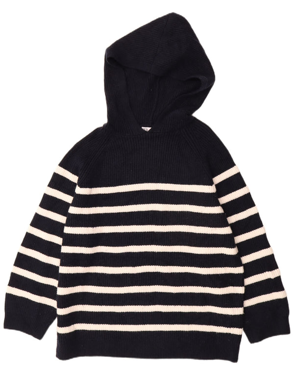 Suéter feminino Zara com capuz grande e grande, Reino Unido 16, grande listrado azul marinho