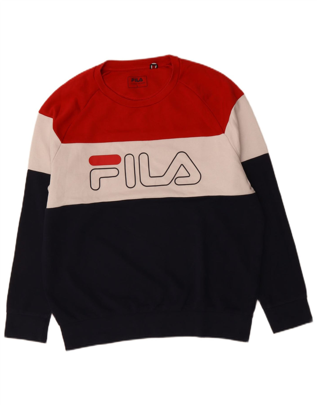 FILA Moletom Gráfico Masculino Jumper Grande Multicolorido Colorblock Algodão