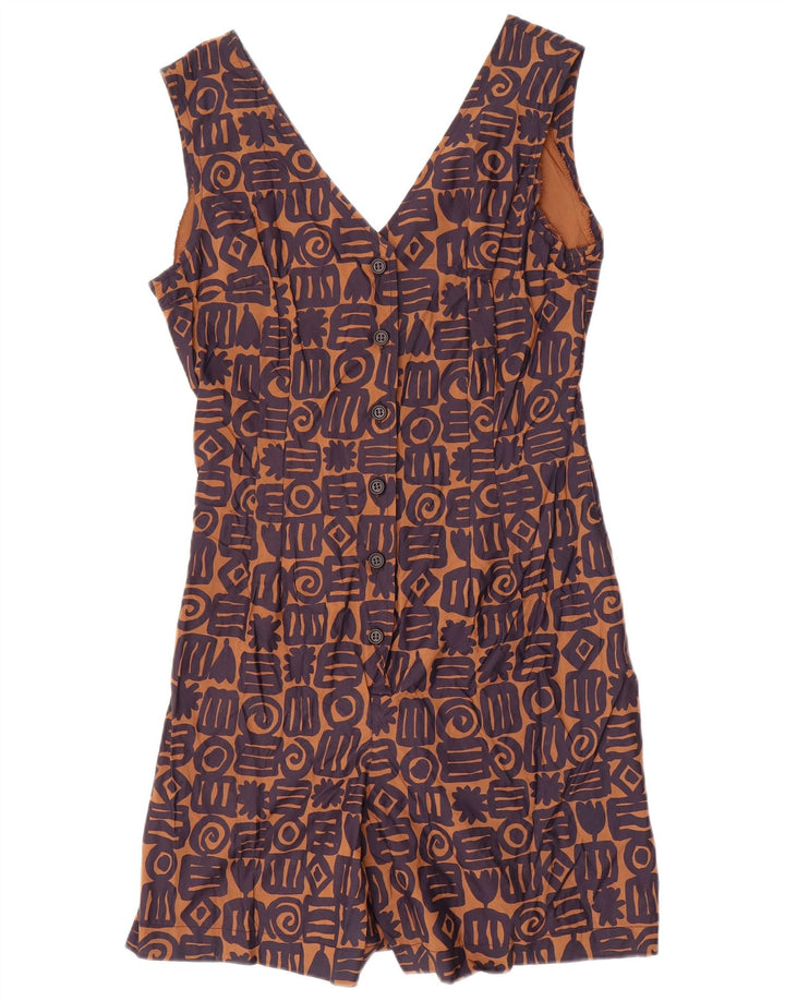 Macacão feminino vintage sem mangas IT 46 grande viscose geométrica marrom