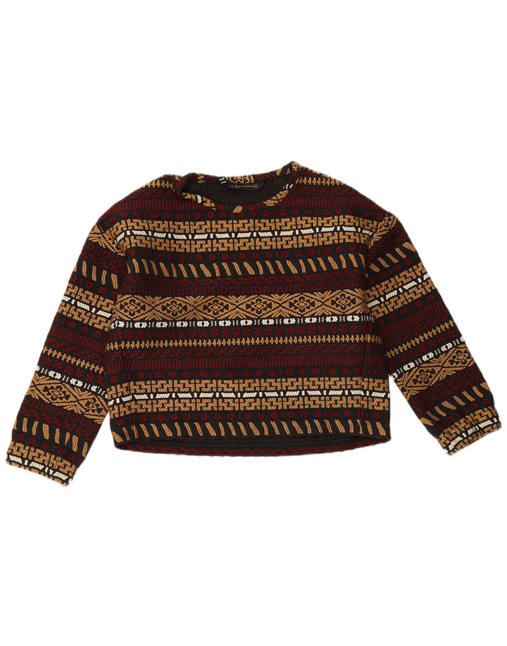Zara moletom feminino jumper UK 14 poliéster listrado multicolorido médio