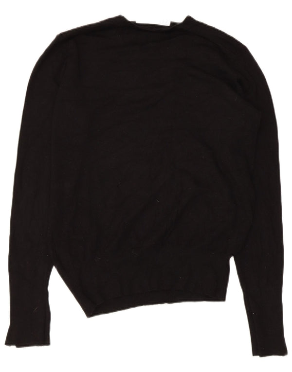 Zara Womens Crew Neck Jumper Sweater UK 12 Medium Black Viscose
