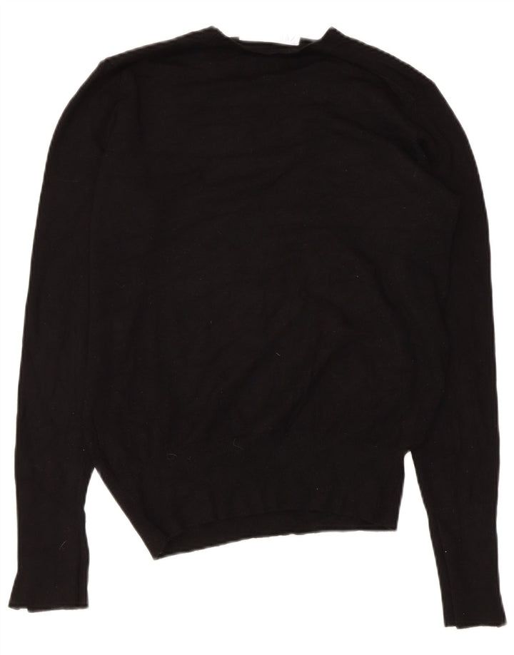 Suéter feminino Zara com gola redonda e viscose preta média UK 12