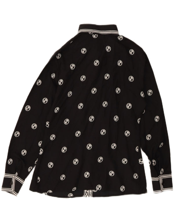 Blusa feminina vintage EU 42 grande poliéster geométrico preto