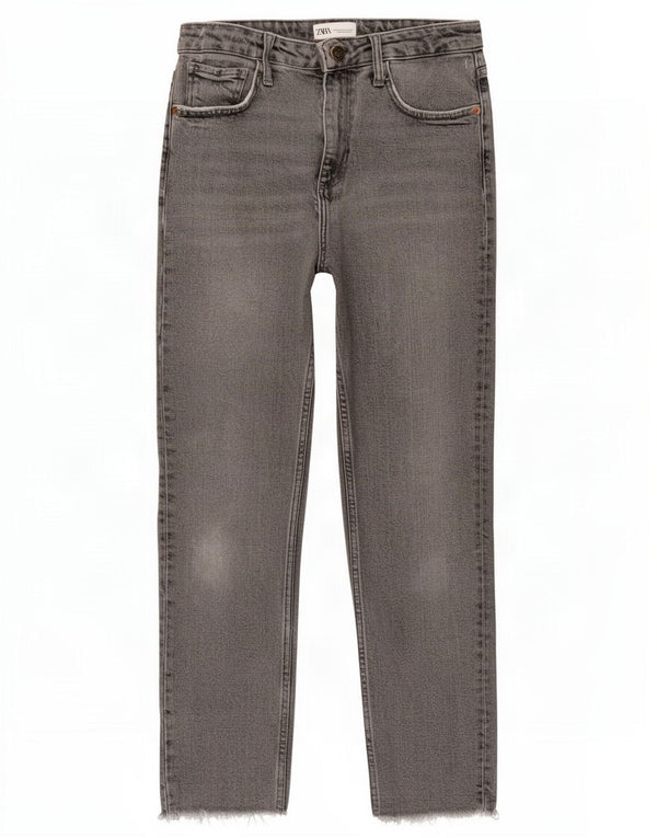 Calça jeans reta feminina Zara EU 38 pequena W28 L27 cinza