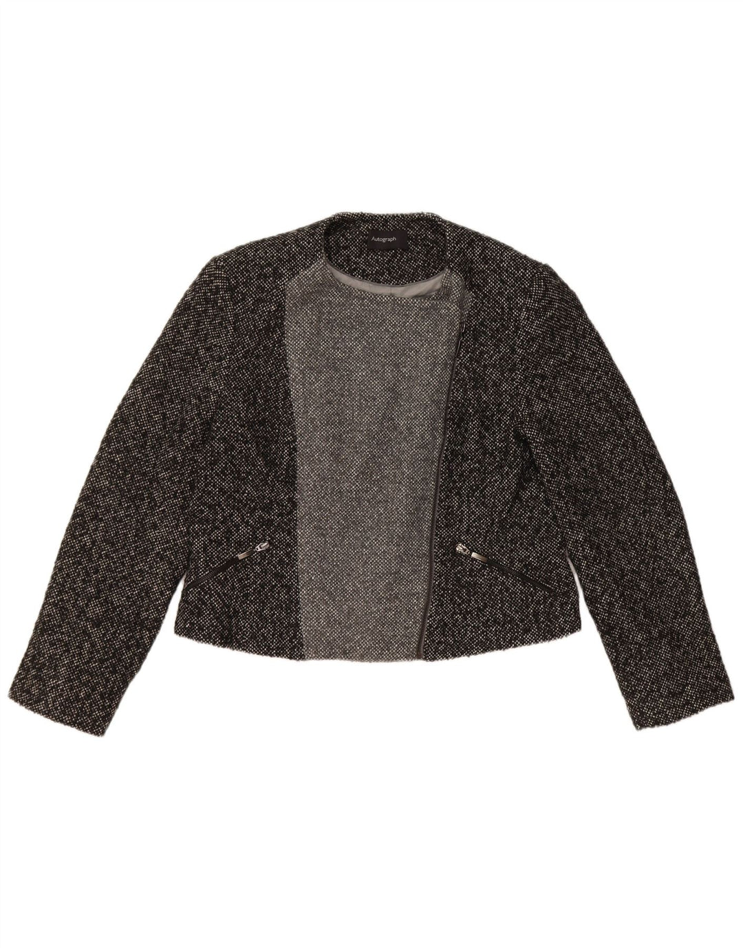 Jaqueta feminina Marks & Spencer Autograph Blazer UK 16 grande cinza manchada